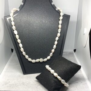 Curated bundle freshwater pearl jewelry set necklace and bracelet beach boho.